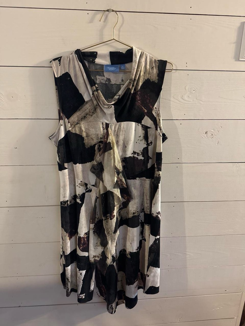 Simply Vera Vera Wang Black and Cream Abstract Cowl Neck Tunic